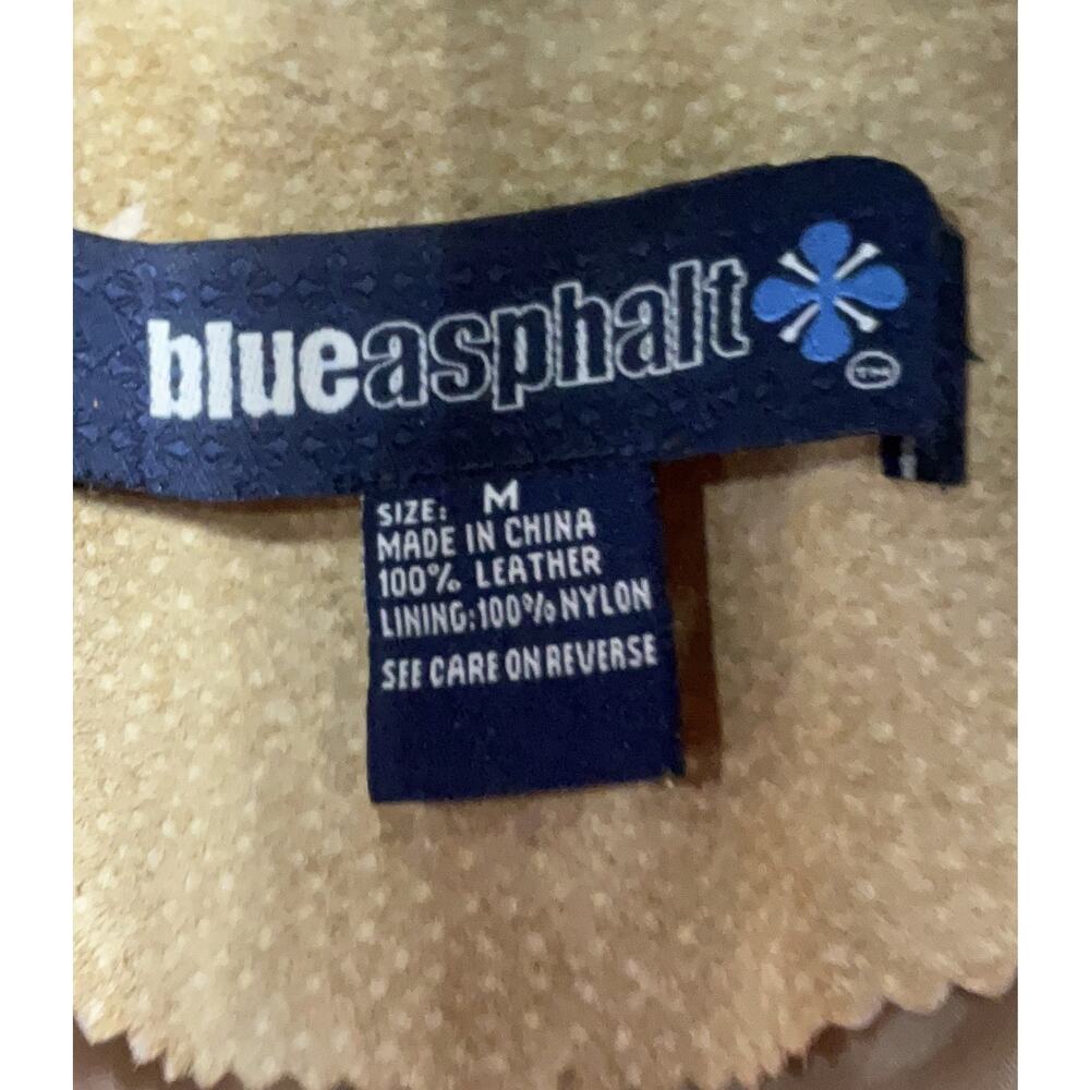 VTG Blue Asphalt suede Leather Tan Jacket Tie Front y2k M - Picture 2 of 3